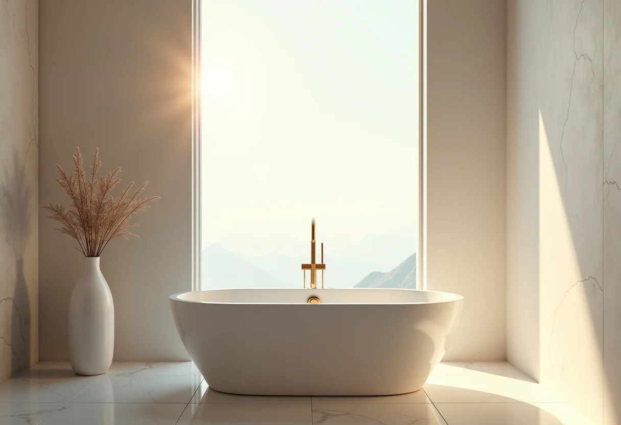 Banheiro pequeno e elegante com banheira