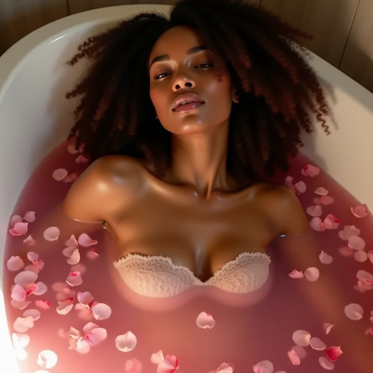 Banho romântico com sais de rosas