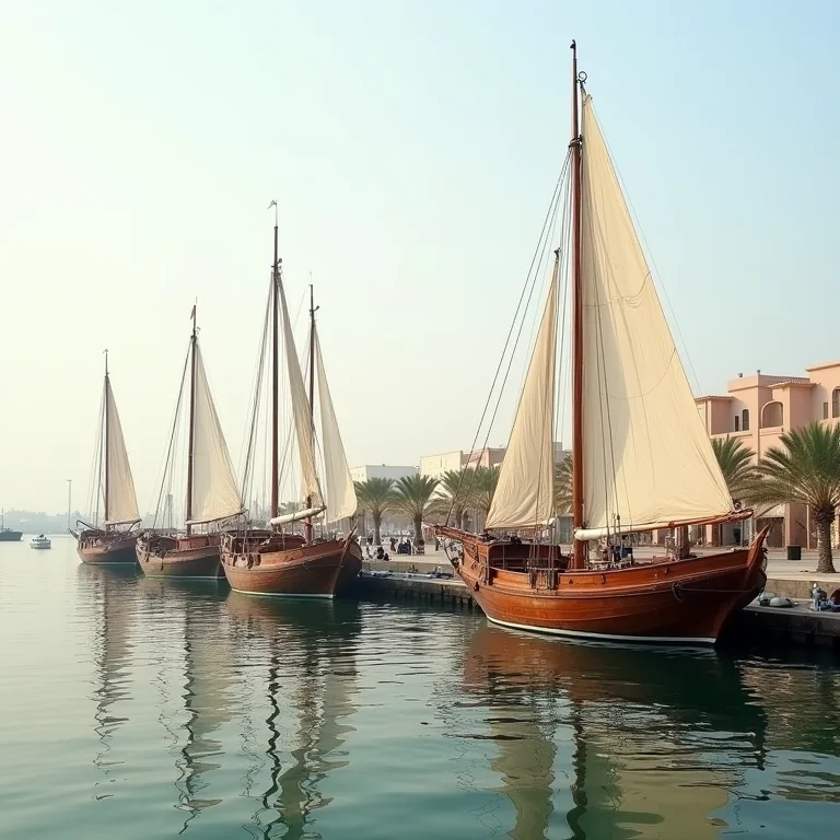 Barcos dhow tradicionais em Sur, Omã