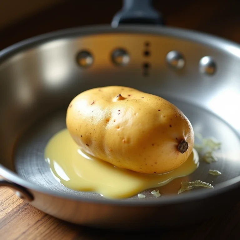 Batata crua sendo usada para limpar panela de alumínio