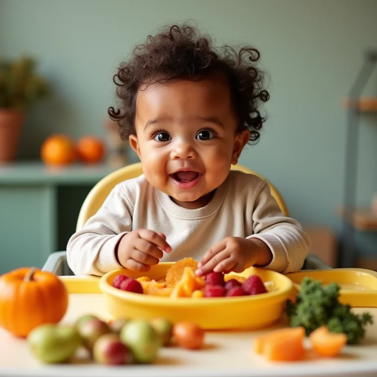 Bebê experimentando novos alimentos durante a adaptação gradual ao desmame