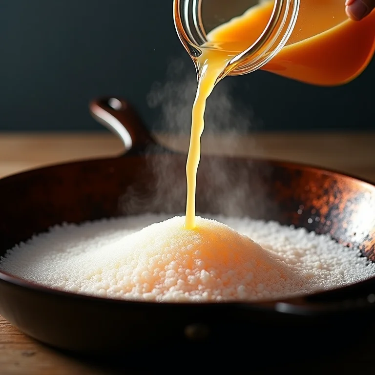 Bicarbonato de sódio e vinagre sendo usados para limpar panela queimada