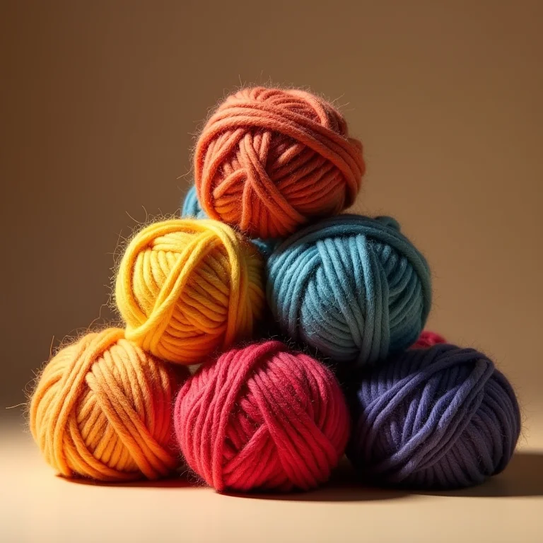 Bolas de lã Fios Círculo em diversas cores empilhadas