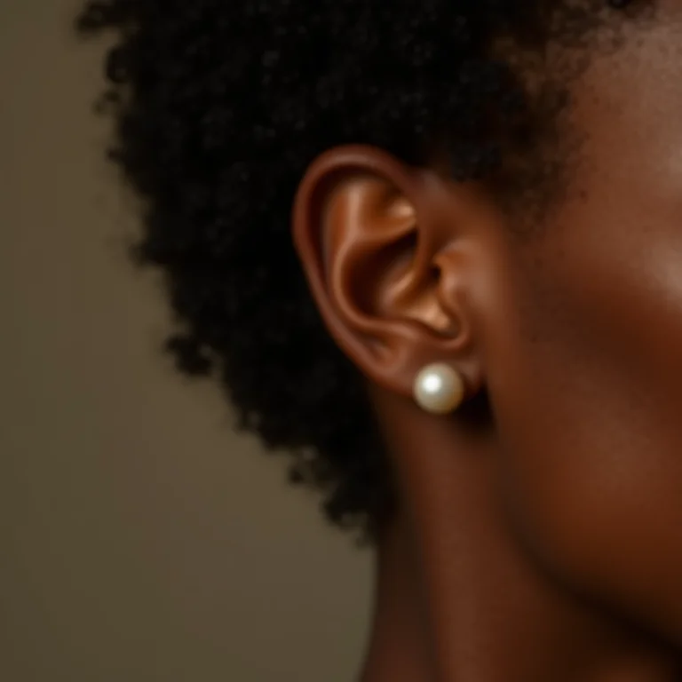 Brincos pequenos e discretos em uma mulher