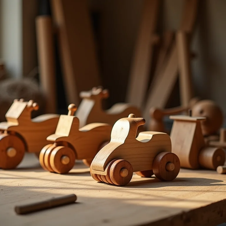 Brinquedos de madeira exclusivos em ateliê de artista