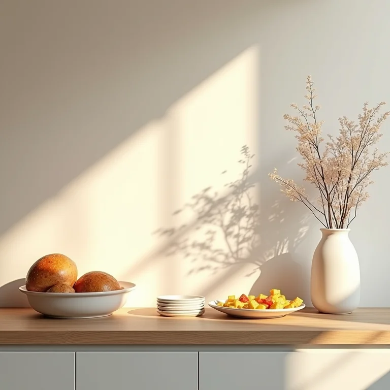 Buffet sem graça e sem decoração em sala de jantar