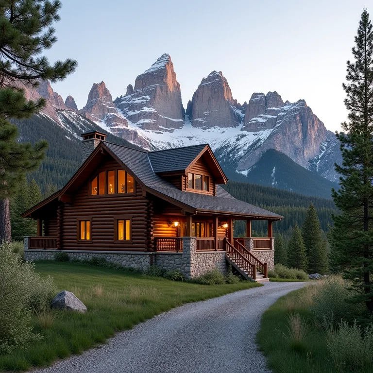 Cabana de luxo com vista para as montanhas no Parque Nacional de Grand Teton.