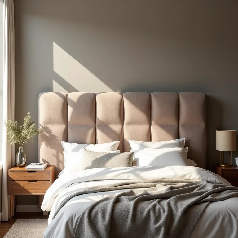 Cabeceira estofada com design moderno