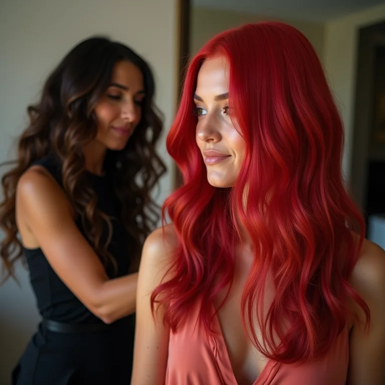 Cabeleireiro consultando cliente sobre cor de cabelo