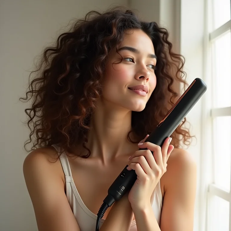 Cabelo crespo brilhante após usar chapinha