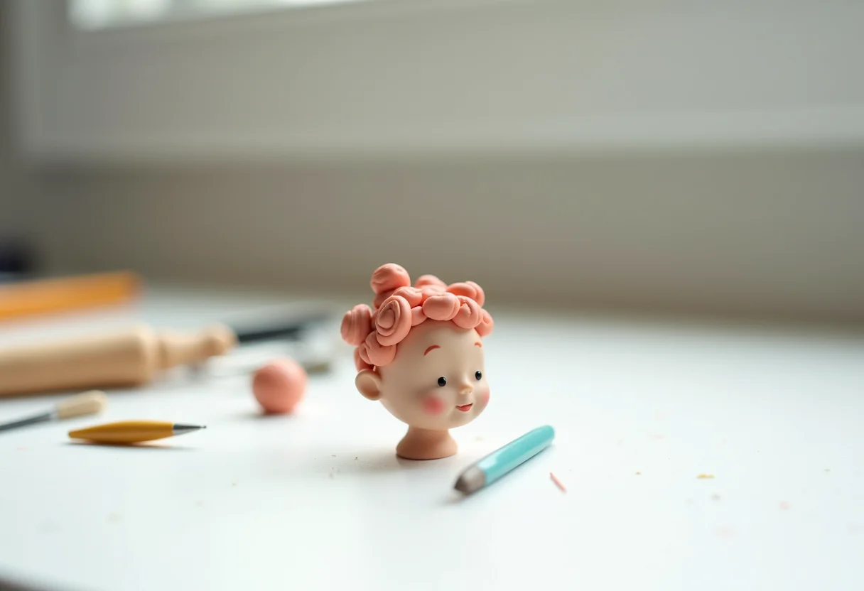 Cabelo de biscuit: ferramentas e resultado final.