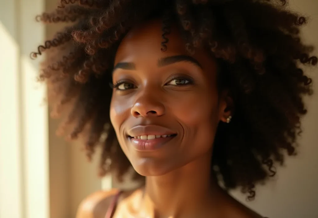 Cabelo sedoso e brilhante com textura natural