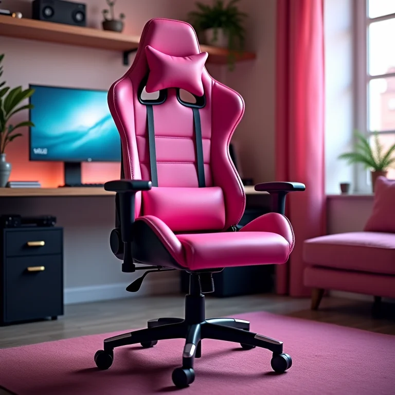 Cadeira gamer rosa para home office