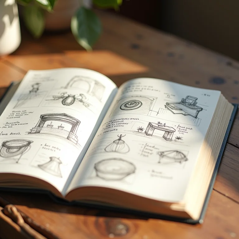 Caderno de esboços com planejamento de projeto