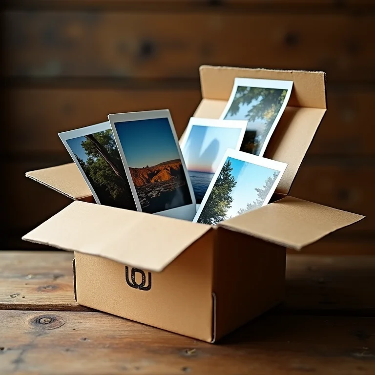 Caixa explosiva com fotos polaroid de momentos especiais