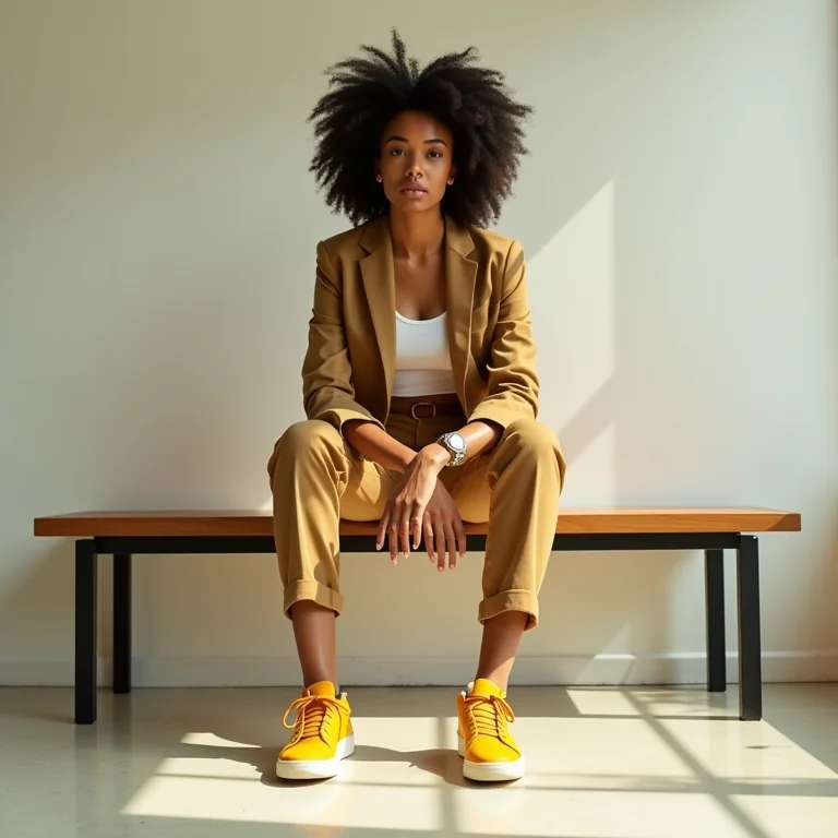 Calça de alfaiataria e tênis amarelo: look elegante e descontraído