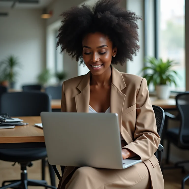 Calça Slouchy no ambiente de trabalho.