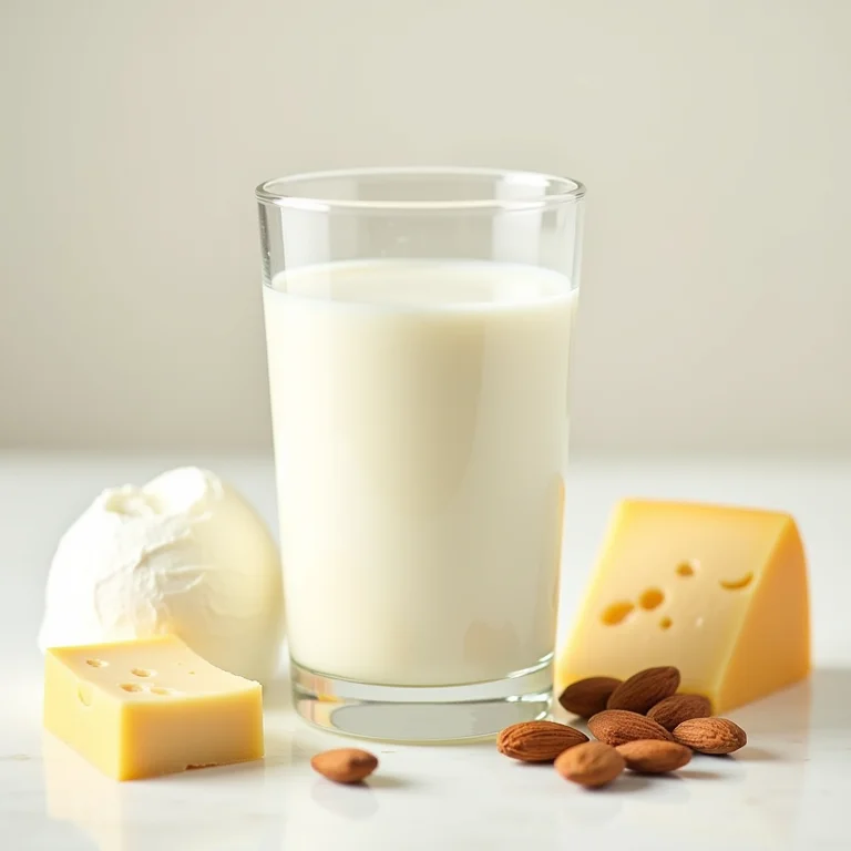 Cálcio: leite, iogurte, queijo e amêndoas