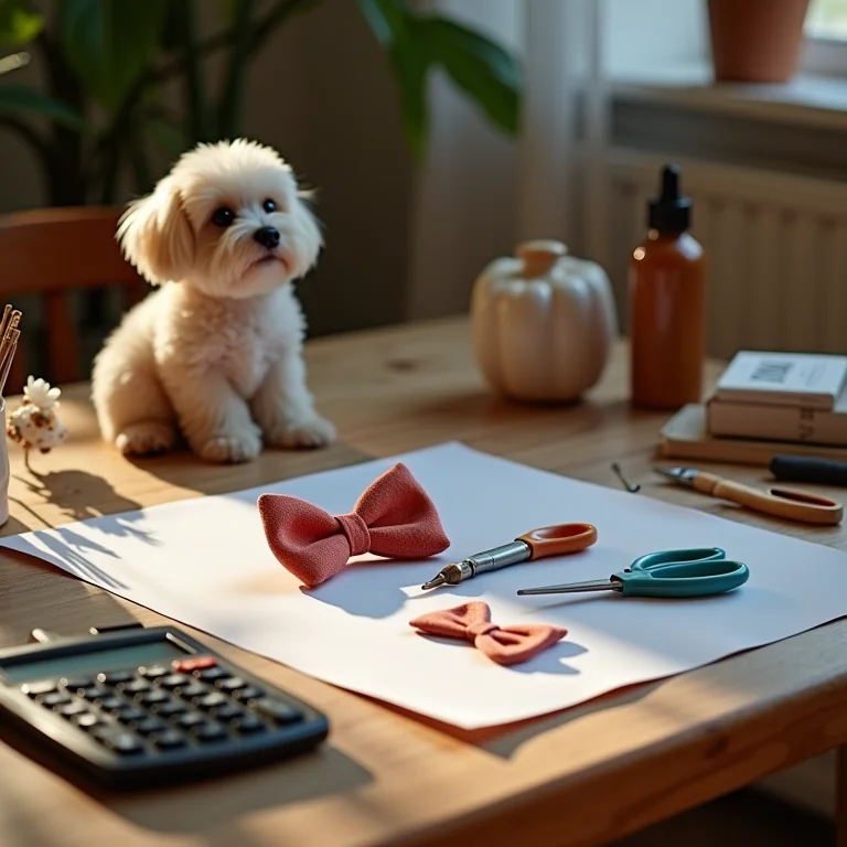 Calculadora e materiais para produção de laços pet