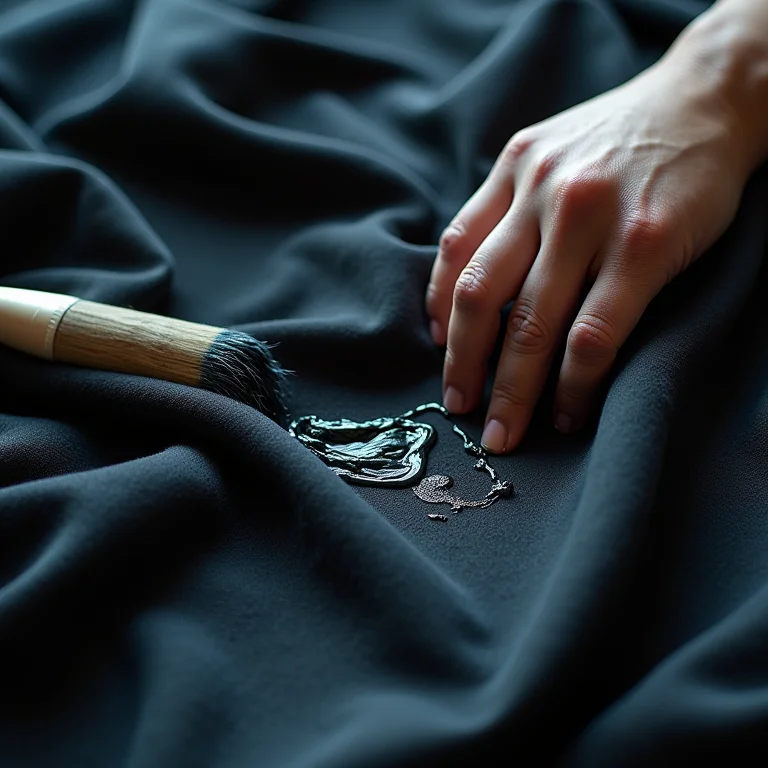 Camadas de tinta construindo cor em tecido escuro