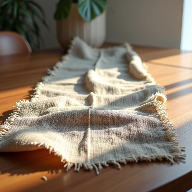 Caminho de mesa feito com materiais reciclados