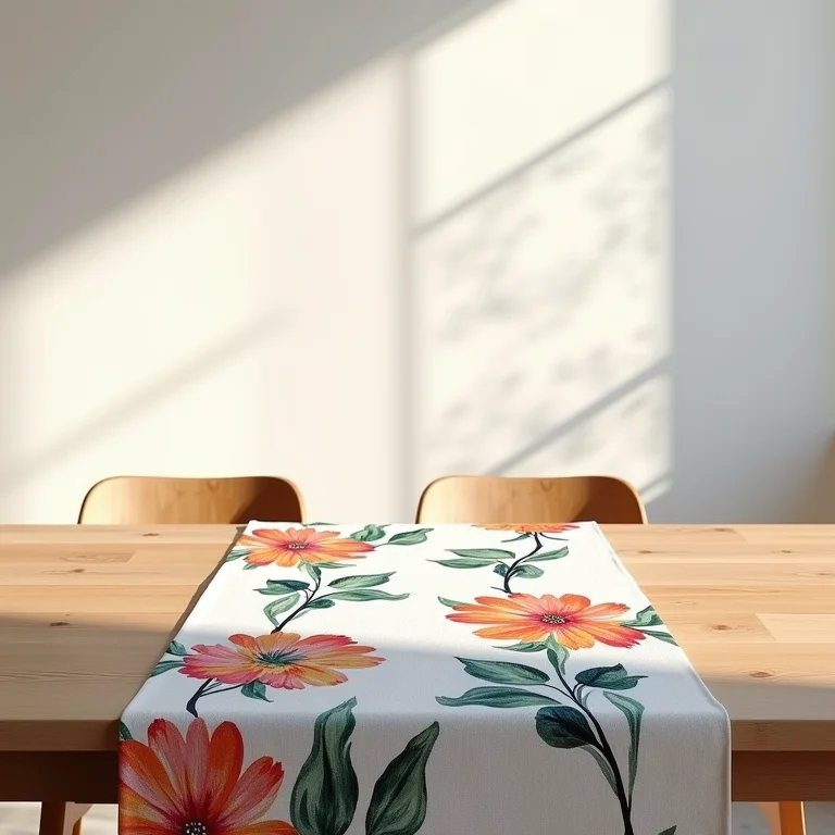 Caminho de mesa pintado à mão com flores