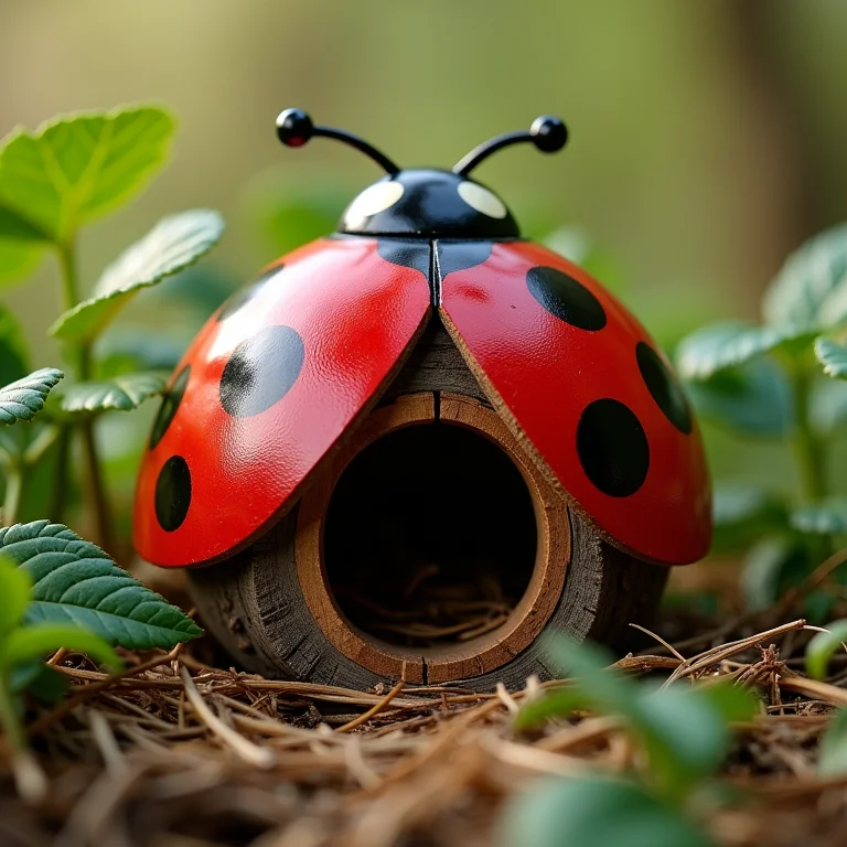 Casa de joaninha em jardim.