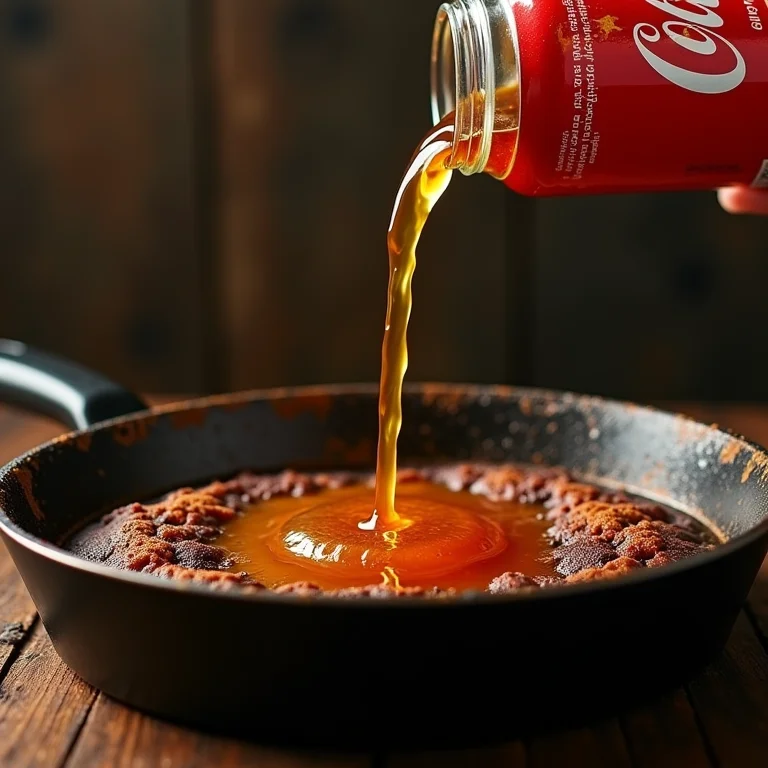 Coca-Cola sendo usada para limpar panela queimada