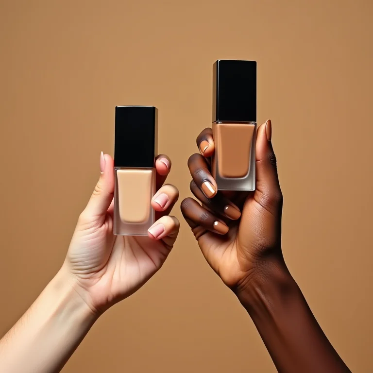 Comparação de tons de base para encontrar a cor ideal