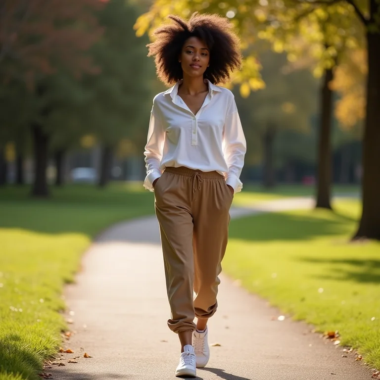 Conforto e estilo com calça slouchy e tênis.