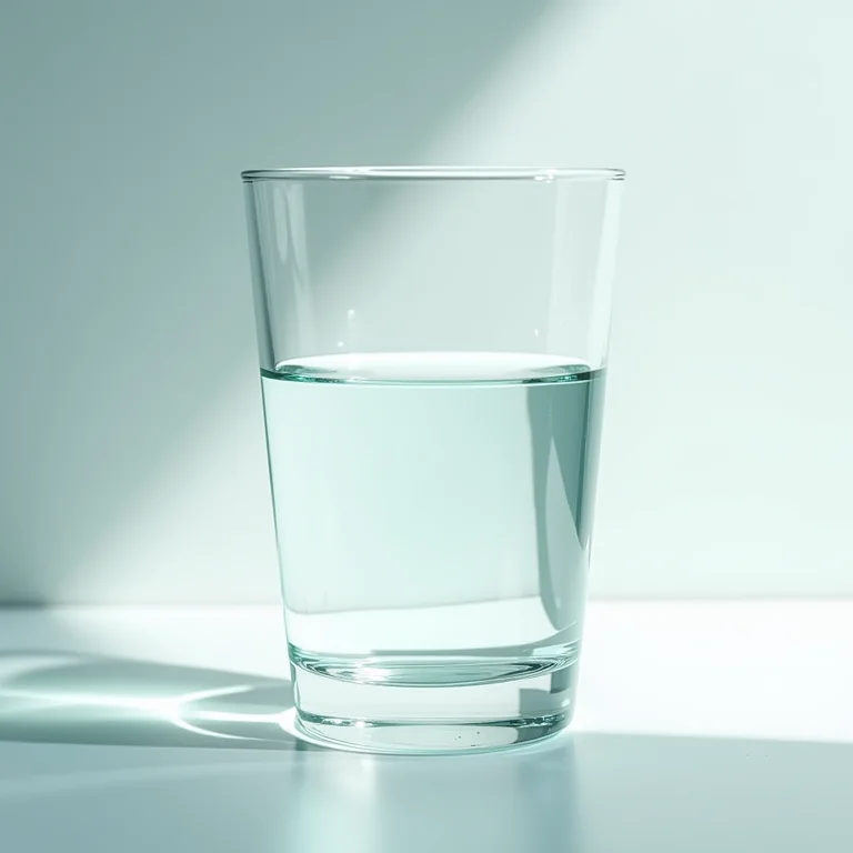 Copo de água translúcida.