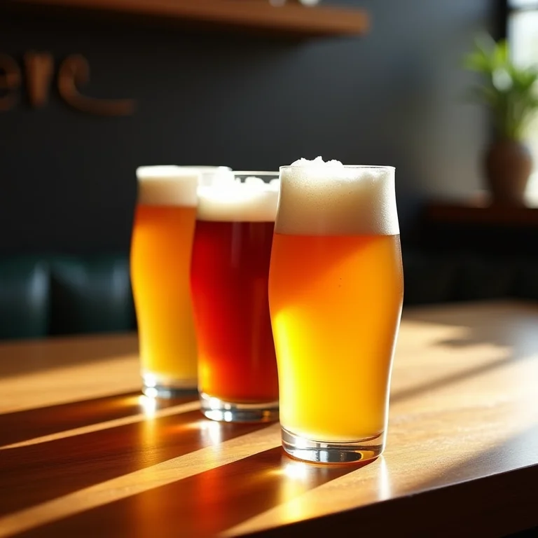 Copos de cerveja artesanal na Cervejaria Schornstein, Pomerode.