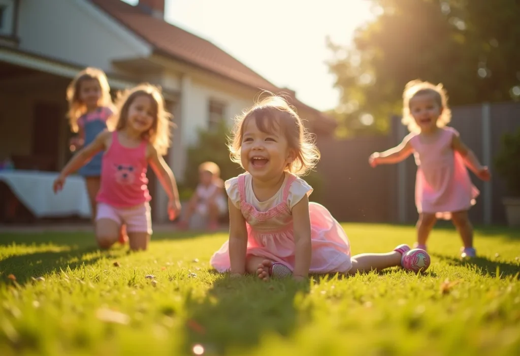 Crianças brincando ao ar livre em dia ensolarado