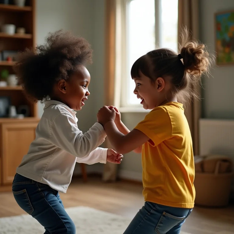 Crianças imitando comportamentos agressivos.