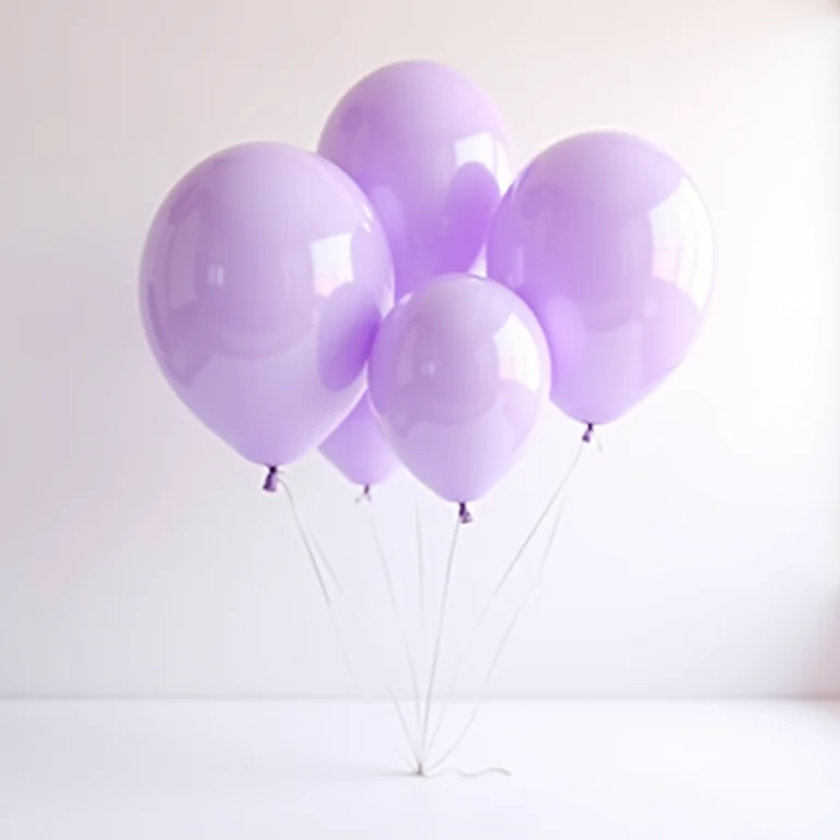 Decoração com balões lilás.