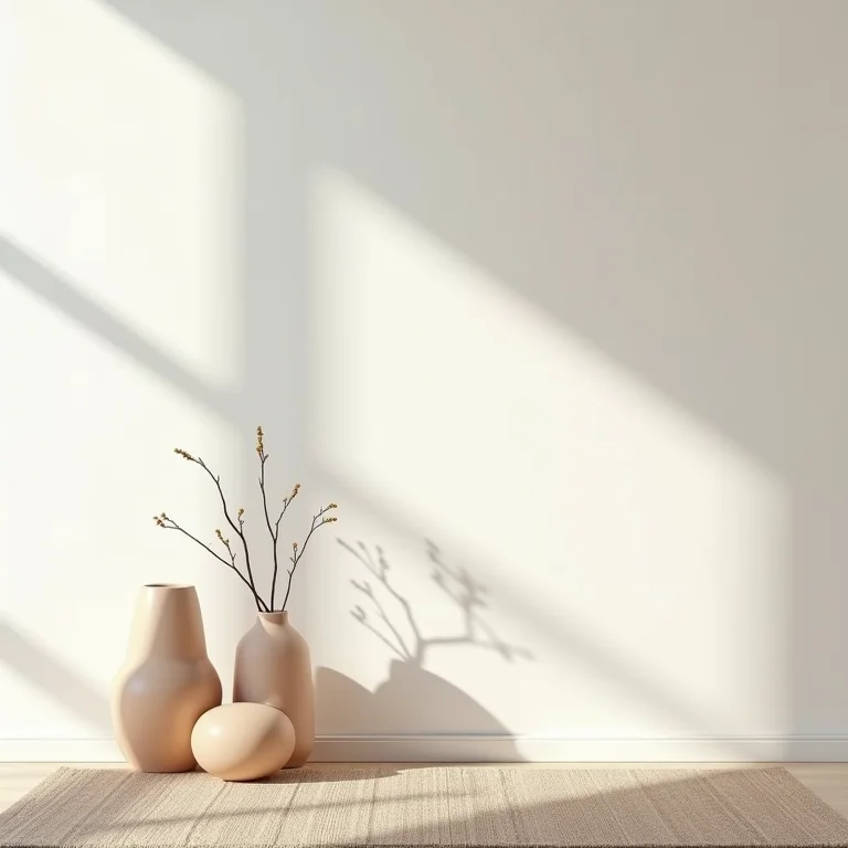 Decoração minimalista com linhas limpas e paleta de cores neutras