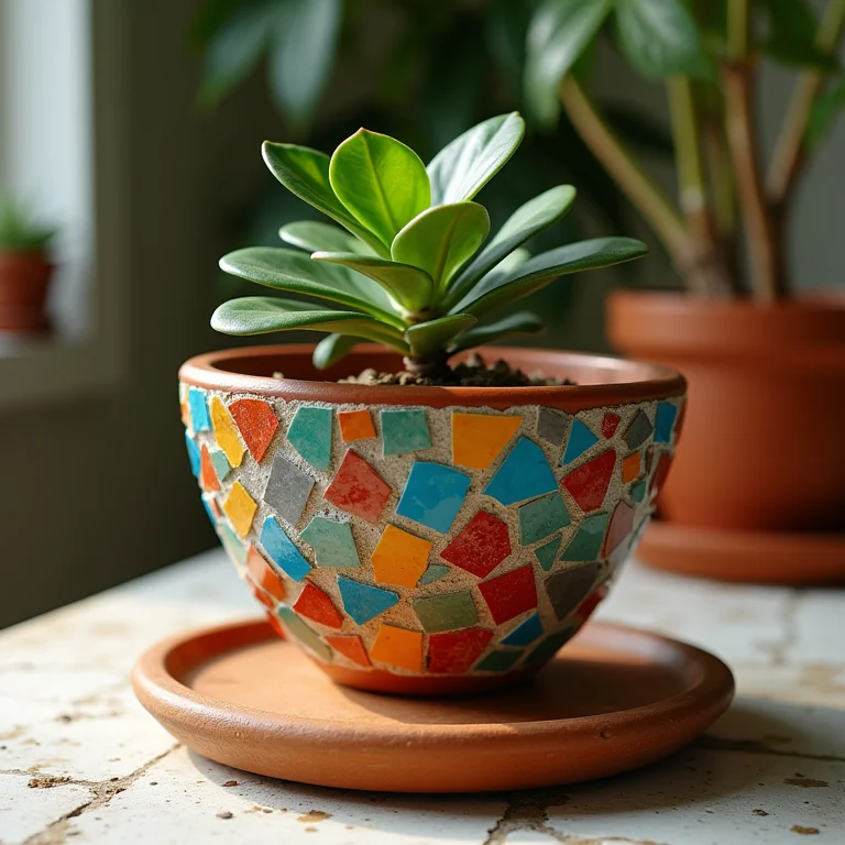 Descanso de panela feito com azulejos quebrados