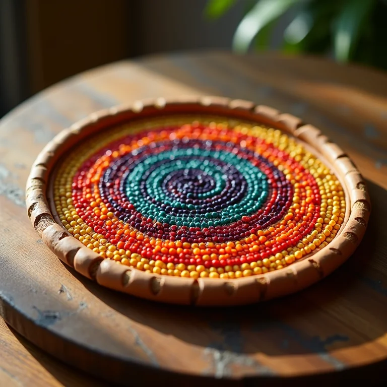 Descanso de panela feito com miçangas