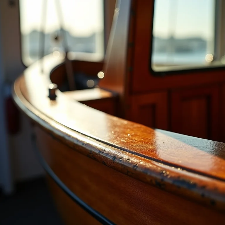 Detalhe de barco de madeira com verniz marítimo, garantindo proteção extra