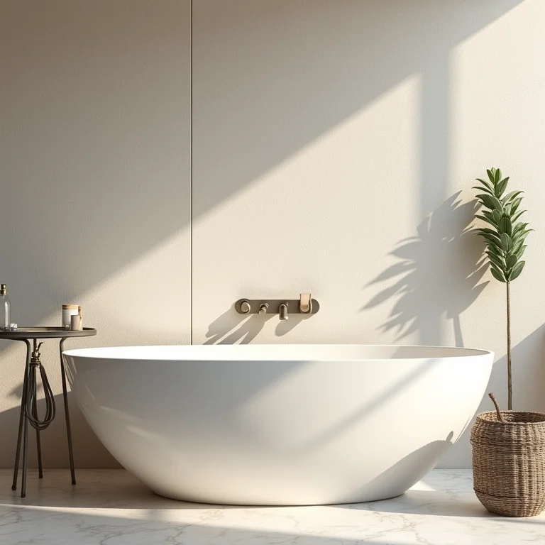 Detalhe de papel de parede vinílico texturizado em um banheiro