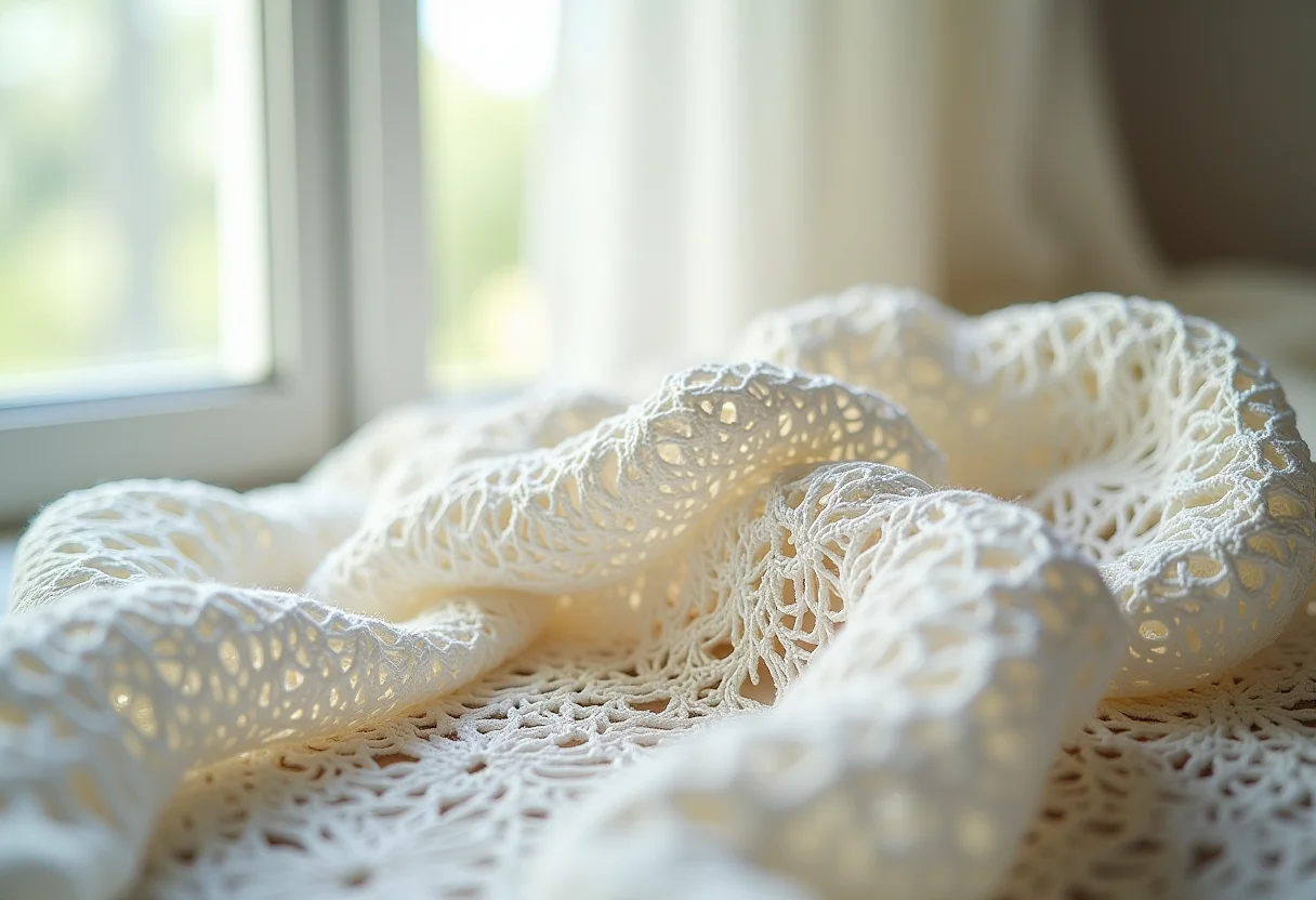 Detalhes luxuosos de crochê irlandês.