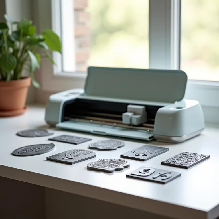 Diferentes placas de relevo compatíveis com uma máquina de corte específica.