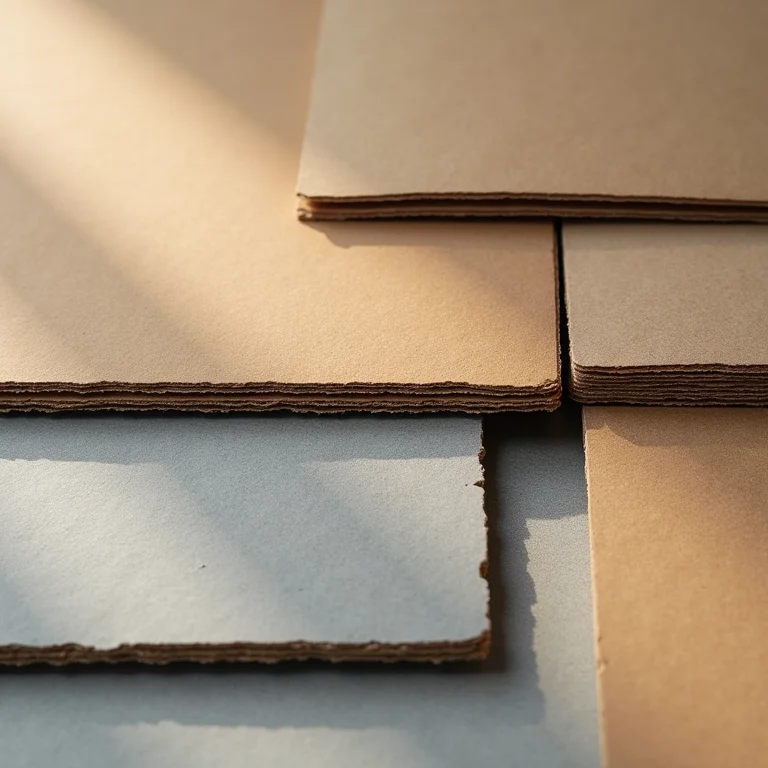 Diferentes tipos de papelão para cartonagem.