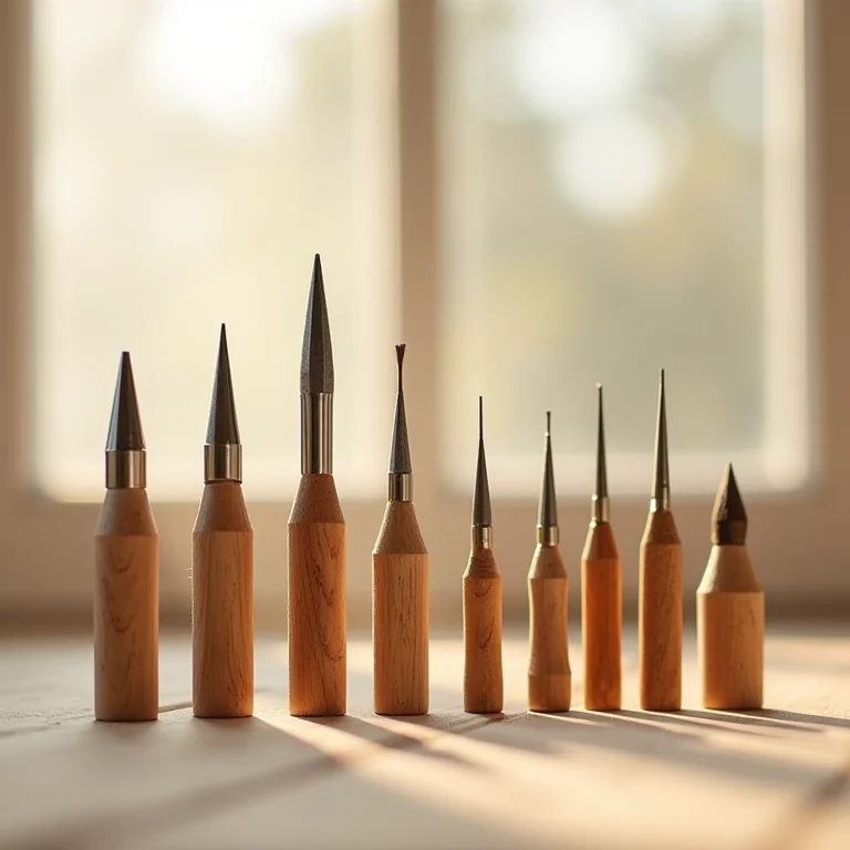 Diferentes tipos de pirografos e suas pontas.