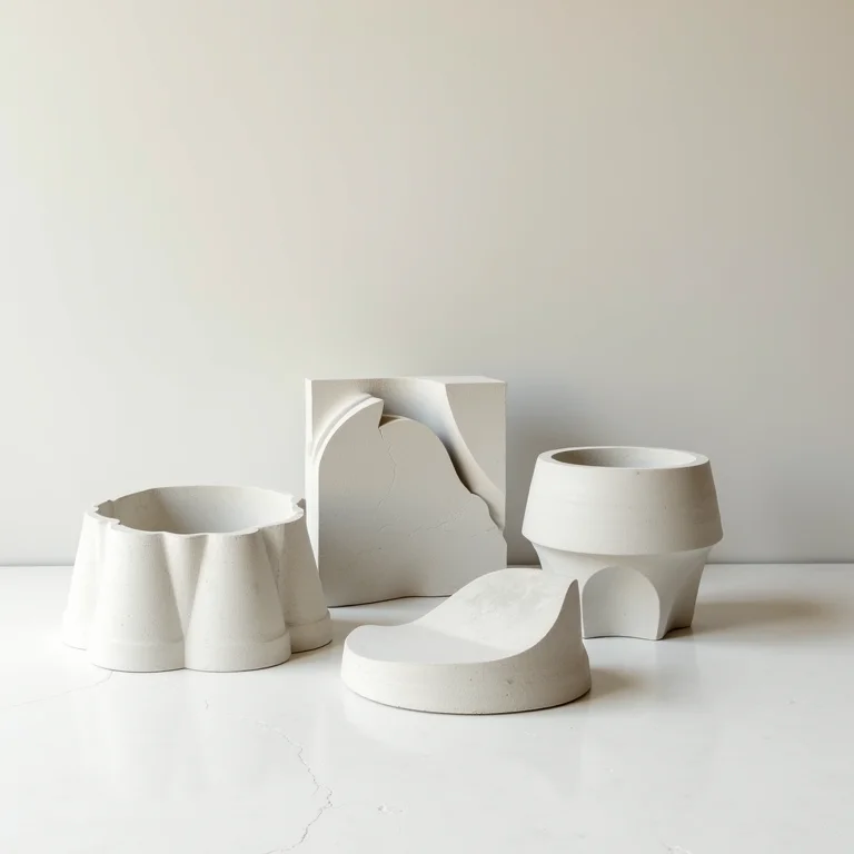 Diversidade de moldes para velas de cimento.