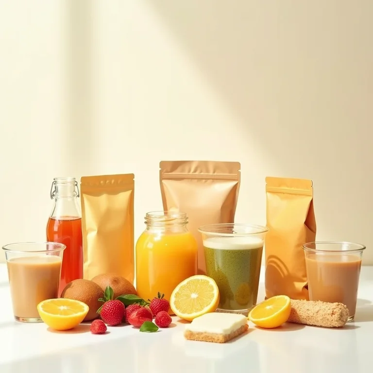 Diversos produtos alimentícios com rótulos em destaque