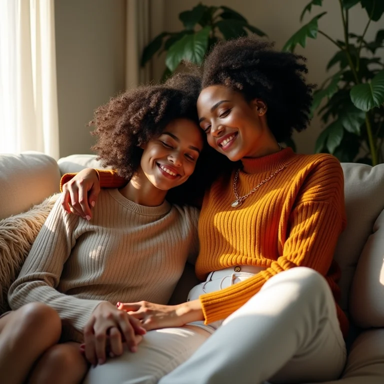Duas amigas se consolando em um abraço