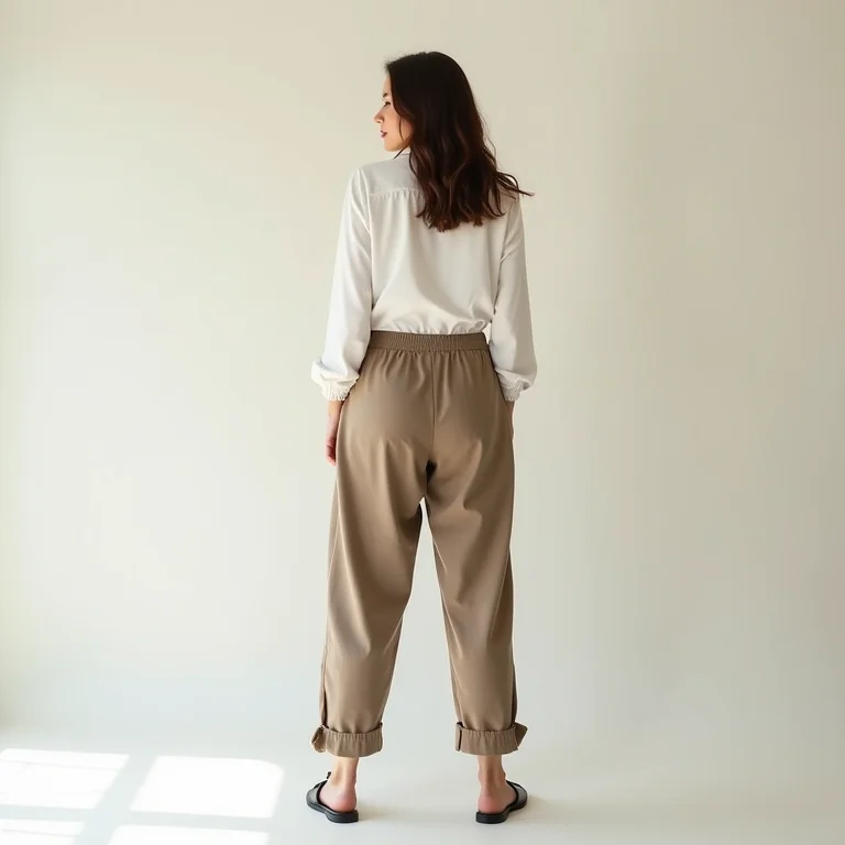 Elegância com calça slouchy e camisa.