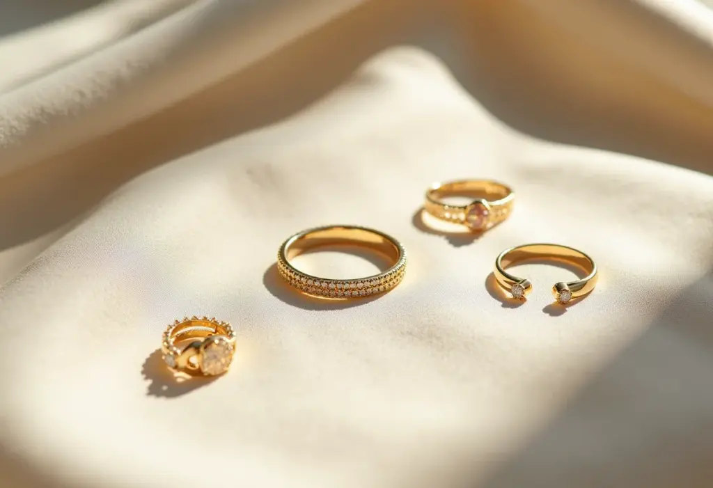 Elegantes joias de designers brasileiros sobre linho texturizado