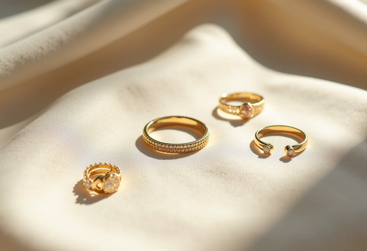 Elegantes joias de designers brasileiros sobre linho texturizado